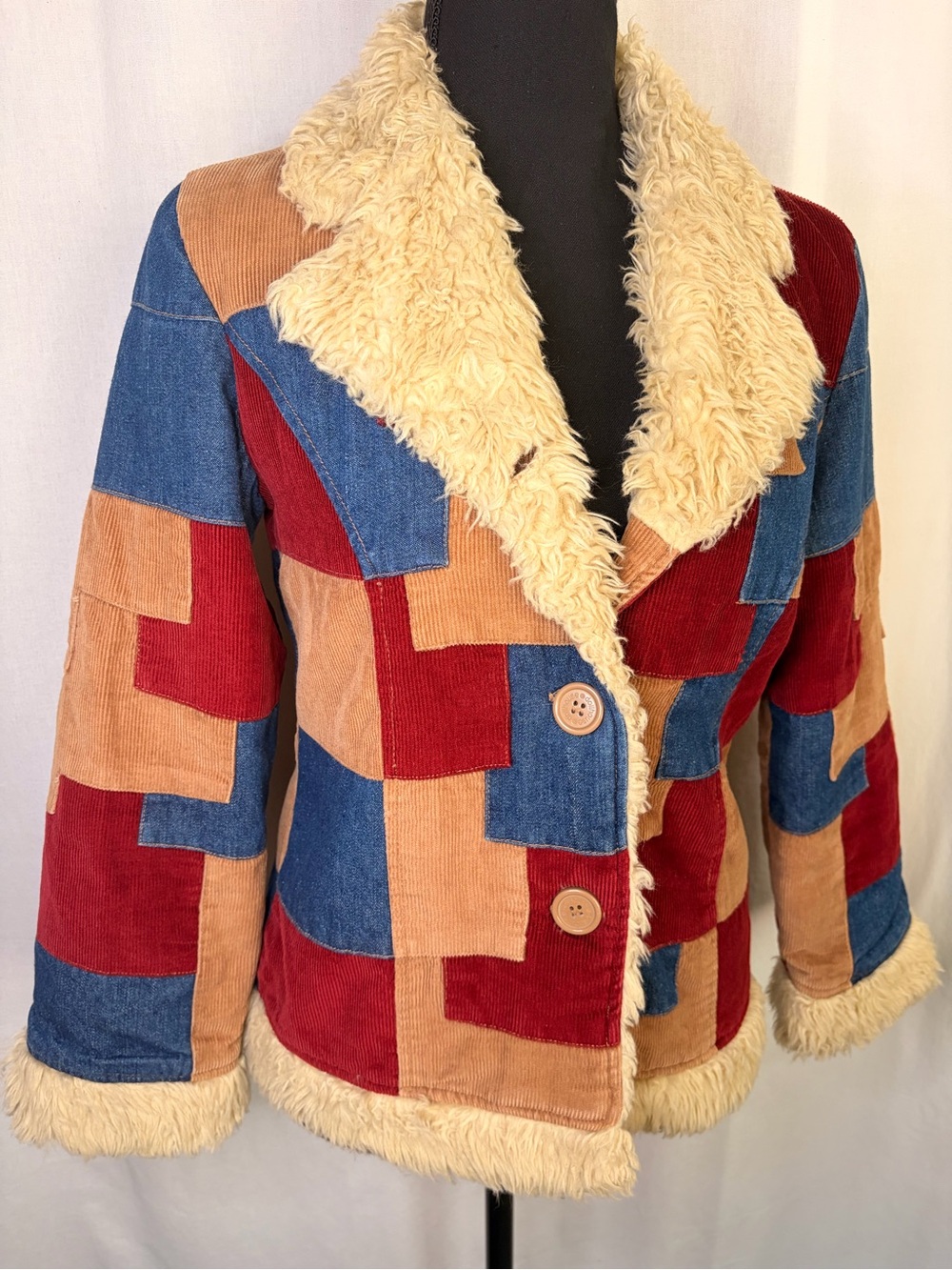 Vintage Y2K Dollhouse Patchwork Corduroy Penny Lane Jacket Youth 14 / Women’s XS
